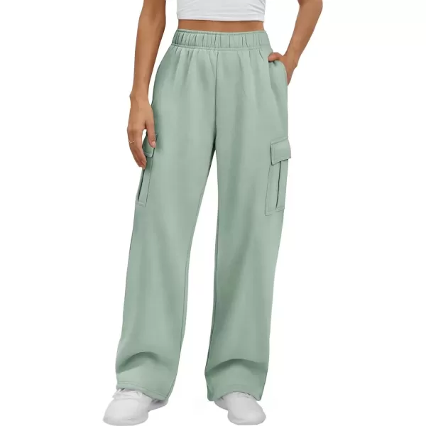 imageATHMILE Womens Cargo Sweatpants Casual Baggy Fleece High Waisted Joggers PantsGray Green
