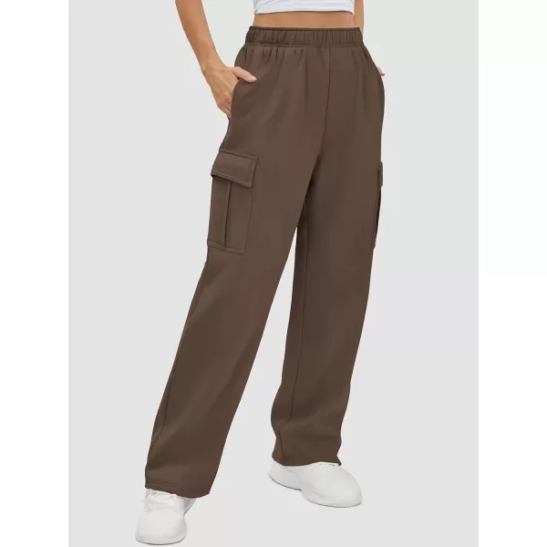 imageATHMILE Womens Cargo Sweatpants Casual Baggy Fleece High Waisted Joggers PantsBrown