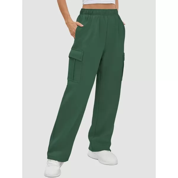 imageATHMILE Womens Cargo Sweatpants Casual Baggy Fleece High Waisted Joggers PantsDark Green
