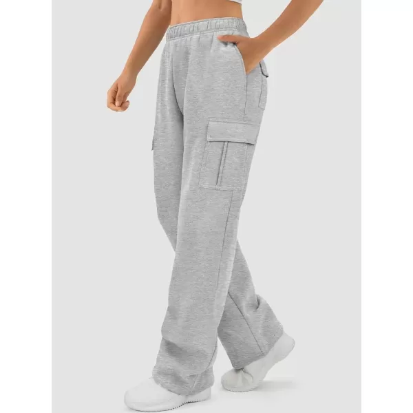 imageATHMILE Womens Cargo Sweatpants Casual Baggy Fleece High Waisted Joggers PantsGray