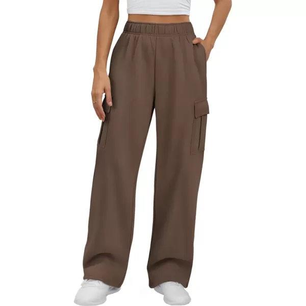 imageATHMILE Womens Cargo Sweatpants Casual Baggy Fleece High Waisted Joggers PantsBrown