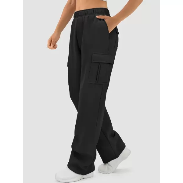 imageATHMILE Womens Cargo Sweatpants Casual Baggy Fleece High Waisted Joggers PantsBlack