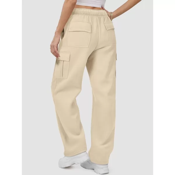 imageATHMILE Womens Cargo Sweatpants Casual Baggy Fleece High Waisted Joggers PantsLight Brown