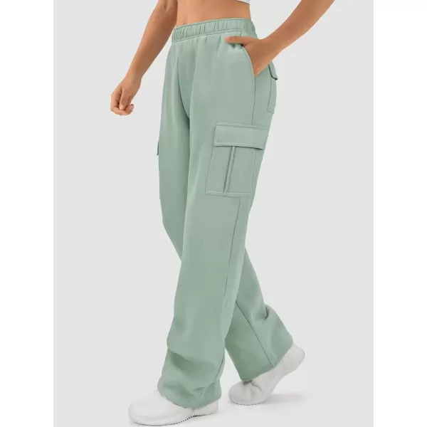 imageATHMILE Womens Cargo Sweatpants Casual Baggy Fleece High Waisted Joggers PantsGray Green