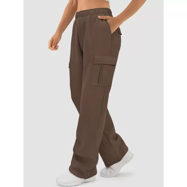 imageATHMILE Womens Cargo Sweatpants Casual Baggy Fleece High Waisted Joggers PantsBrown