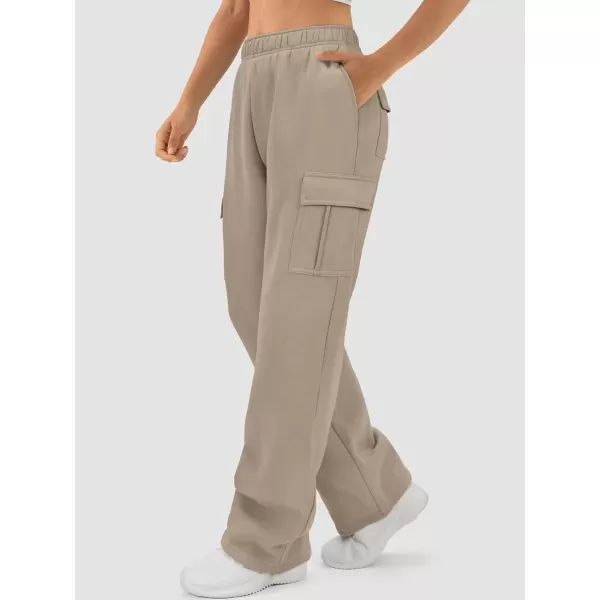 imageATHMILE Womens Cargo Sweatpants Casual Baggy Fleece High Waisted Joggers PantsCoffee Grey