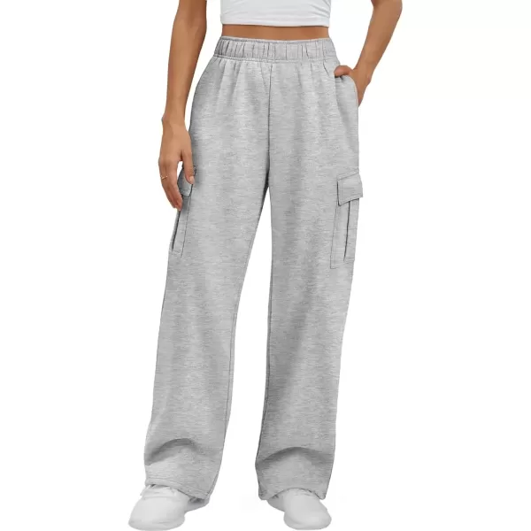 imageATHMILE Womens Cargo Sweatpants Casual Baggy Fleece High Waisted Joggers PantsGray