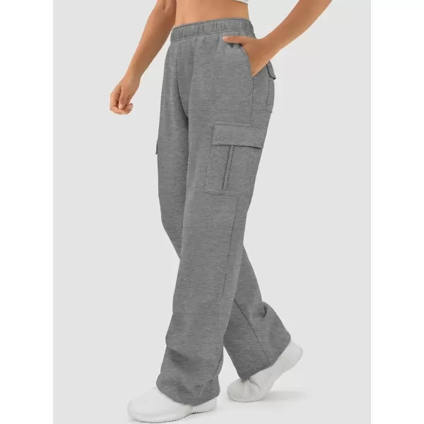 imageATHMILE Womens Cargo Sweatpants Casual Baggy Fleece High Waisted Joggers PantsDark Gray