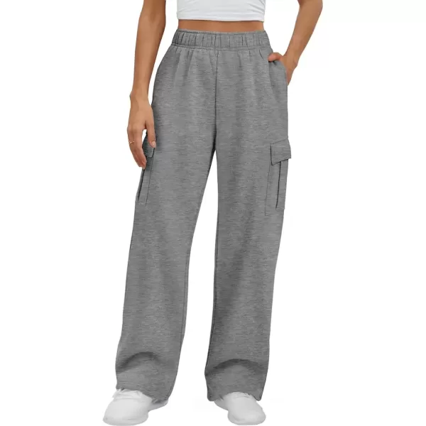 imageATHMILE Womens Cargo Sweatpants Casual Baggy Fleece High Waisted Joggers PantsDark Gray