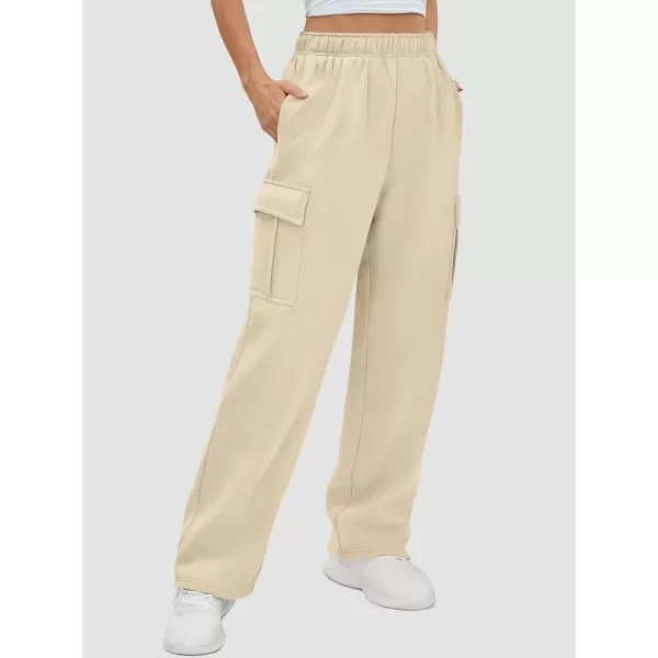 imageATHMILE Womens Cargo Sweatpants Casual Baggy Fleece High Waisted Joggers PantsLight Brown
