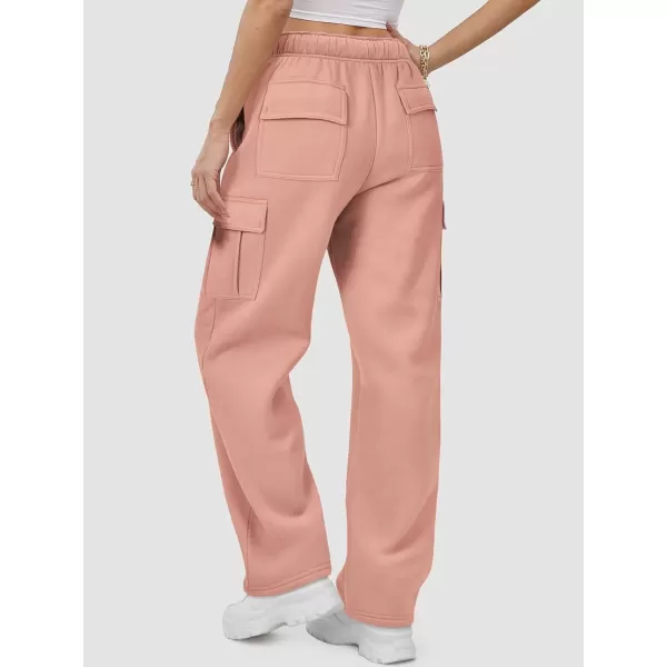 imageATHMILE Womens Cargo Sweatpants Casual Baggy Fleece High Waisted Joggers PantsLight Pink