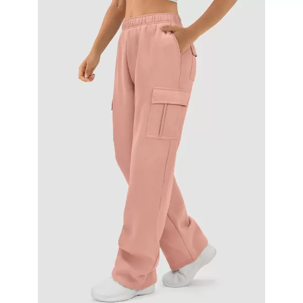 imageATHMILE Womens Cargo Sweatpants Casual Baggy Fleece High Waisted Joggers PantsLight Pink