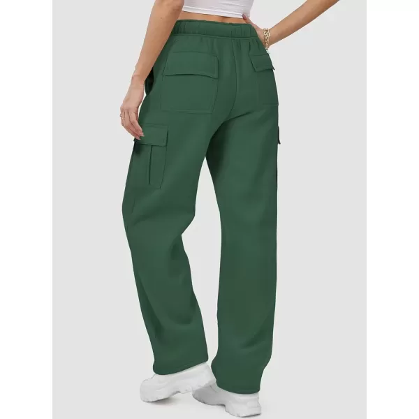 imageATHMILE Womens Cargo Sweatpants Casual Baggy Fleece High Waisted Joggers PantsDark Green