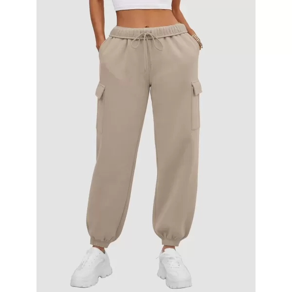 imageATHMILE Womens Cargo Sweatpants Oversized Fleece Joggers Fall Fashion Outfits Y2k Clothes 2024 with PocketsCoffeegrey