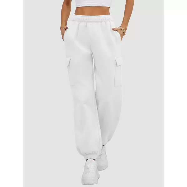 imageATHMILE Womens Cargo Sweatpants Oversized Fleece Joggers Fall Fashion Outfits Y2k Clothes 2024 with PocketsWhite