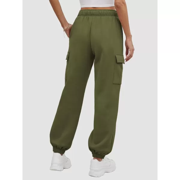 imageATHMILE Womens Cargo Sweatpants Oversized Fleece Joggers Fall Fashion Outfits Y2k Clothes 2024 with PocketsArmygreen