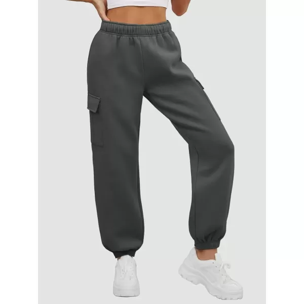 imageATHMILE Womens Cargo Sweatpants Oversized Fleece Joggers Fall Fashion Outfits Y2k Clothes 2024 with PocketsBlackgray