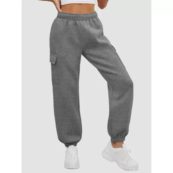 imageATHMILE Womens Cargo Sweatpants Oversized Fleece Joggers Fall Fashion Outfits Y2k Clothes 2024 with PocketsDarkgray