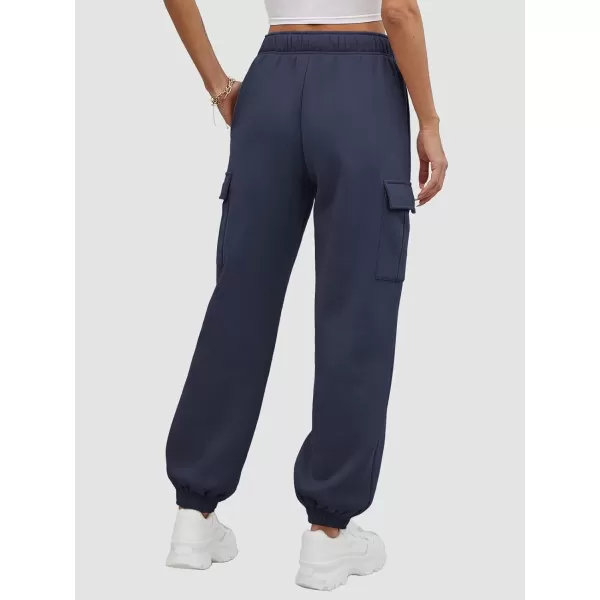 imageATHMILE Womens Cargo Sweatpants Oversized Fleece Joggers Fall Fashion Outfits Y2k Clothes 2024 with PocketsDarkblue