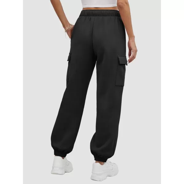 imageATHMILE Womens Cargo Sweatpants Oversized Fleece Joggers Fall Fashion Outfits Y2k Clothes 2024 with PocketsBlack