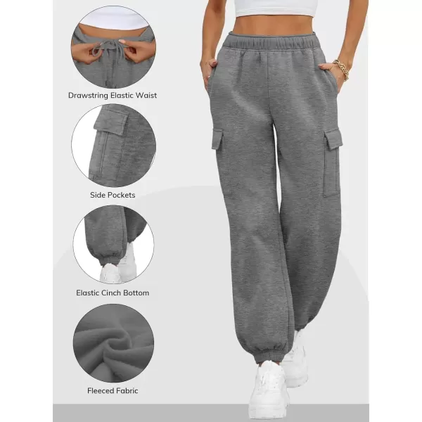 imageATHMILE Womens Cargo Sweatpants Oversized Fleece Joggers Fall Fashion Outfits Y2k Clothes 2024 with PocketsDarkgray
