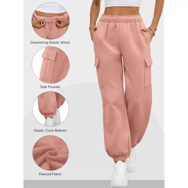 imageATHMILE Womens Cargo Sweatpants Oversized Fleece Joggers Fall Fashion Outfits Y2k Clothes 2024 with PocketsLightpink
