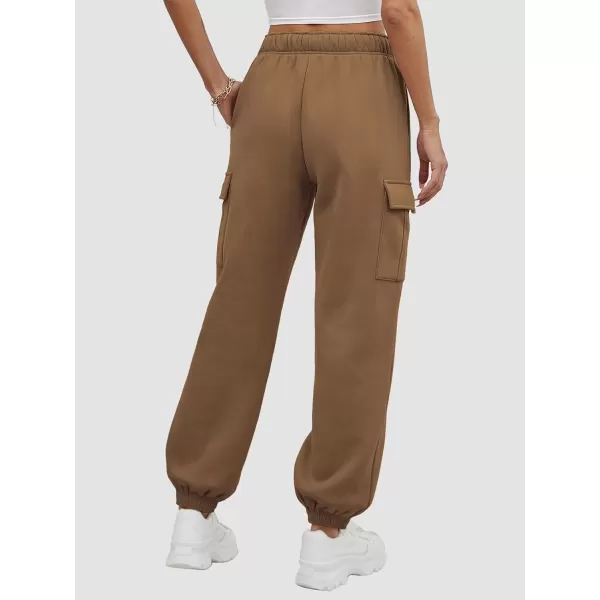 imageATHMILE Womens Cargo Sweatpants Oversized Fleece Joggers Fall Fashion Outfits Y2k Clothes 2024 with PocketsCoffee