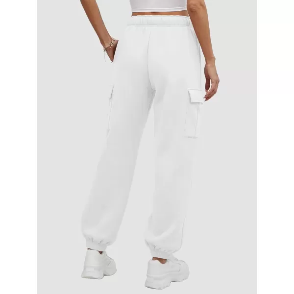 imageATHMILE Womens Cargo Sweatpants Oversized Fleece Joggers Fall Fashion Outfits Y2k Clothes 2024 with PocketsWhite