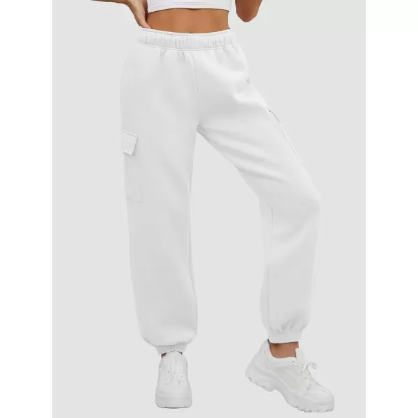 imageATHMILE Womens Cargo Sweatpants Oversized Fleece Joggers Fall Fashion Outfits Y2k Clothes 2024 with PocketsWhite