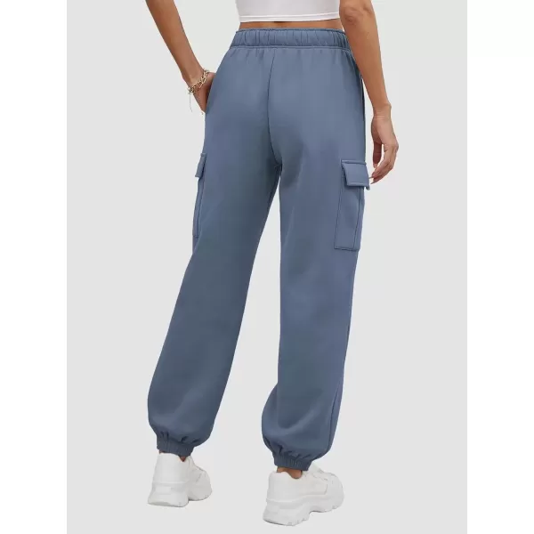 imageATHMILE Womens Cargo Sweatpants Oversized Fleece Joggers Fall Fashion Outfits Y2k Clothes 2024 with PocketsGrayblue