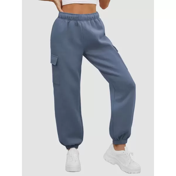 imageATHMILE Womens Cargo Sweatpants Oversized Fleece Joggers Fall Fashion Outfits Y2k Clothes 2024 with PocketsGrayblue