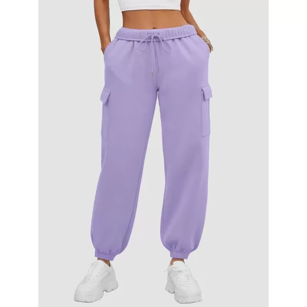 imageATHMILE Womens Cargo Sweatpants Oversized Fleece Joggers Fall Fashion Outfits Y2k Clothes 2024 with PocketsPurple