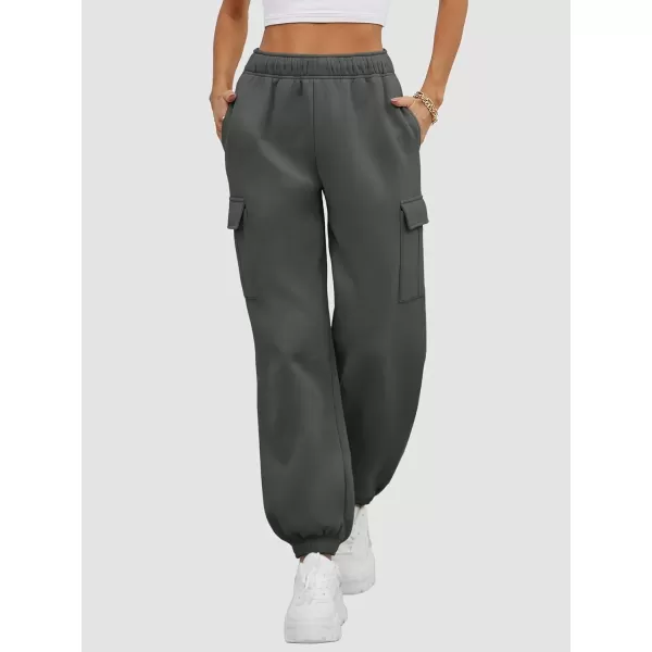 imageATHMILE Womens Cargo Sweatpants Oversized Fleece Joggers Fall Fashion Outfits Y2k Clothes 2024 with PocketsBlackgray
