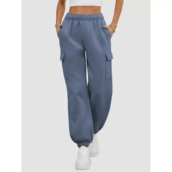 imageATHMILE Womens Cargo Sweatpants Oversized Fleece Joggers Fall Fashion Outfits Y2k Clothes 2024 with PocketsGrayblue