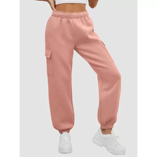 imageATHMILE Womens Cargo Sweatpants Oversized Fleece Joggers Fall Fashion Outfits Y2k Clothes 2024 with PocketsLightpink