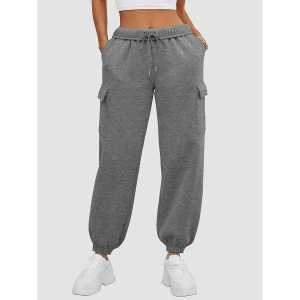 imageATHMILE Womens Cargo Sweatpants Oversized Fleece Joggers Fall Fashion Outfits Y2k Clothes 2024 with PocketsDarkgray