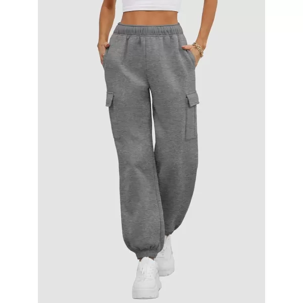imageATHMILE Womens Cargo Sweatpants Oversized Fleece Joggers Fall Fashion Outfits Y2k Clothes 2024 with PocketsDarkgray