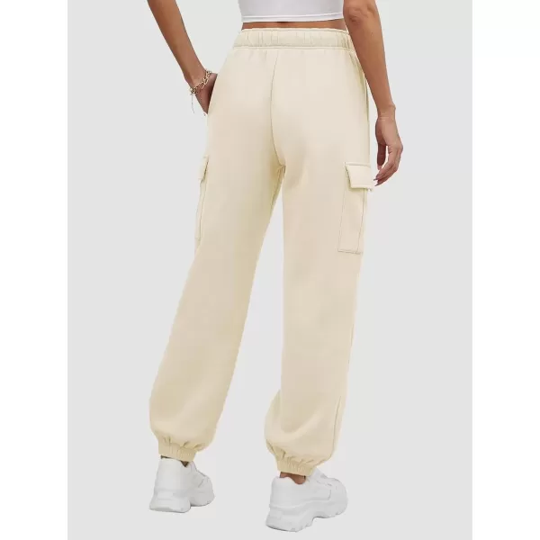 imageATHMILE Womens Cargo Sweatpants Oversized Fleece Joggers Fall Fashion Outfits Y2k Clothes 2024 with PocketsApricot