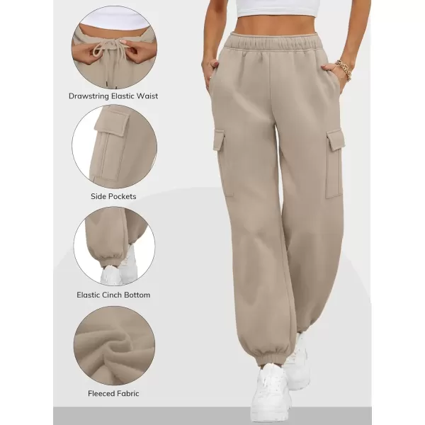 imageATHMILE Womens Cargo Sweatpants Oversized Fleece Joggers Fall Fashion Outfits Y2k Clothes 2024 with PocketsCoffeegrey