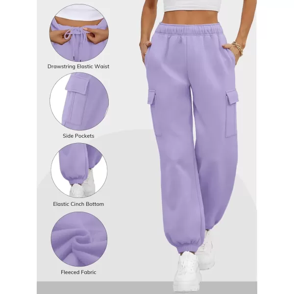 imageATHMILE Womens Cargo Sweatpants Oversized Fleece Joggers Fall Fashion Outfits Y2k Clothes 2024 with PocketsPurple