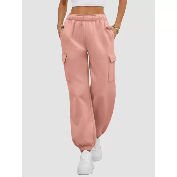 imageATHMILE Womens Cargo Sweatpants Oversized Fleece Joggers Fall Fashion Outfits Y2k Clothes 2024 with PocketsLightpink