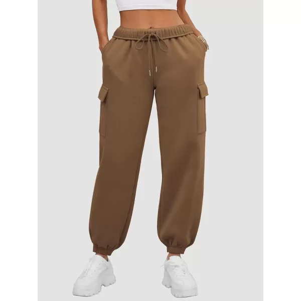 imageATHMILE Womens Cargo Sweatpants Oversized Fleece Joggers Fall Fashion Outfits Y2k Clothes 2024 with PocketsCoffee
