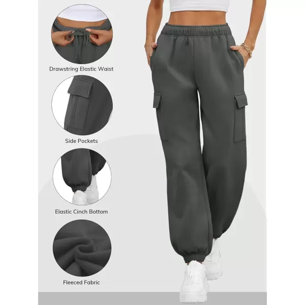 imageATHMILE Womens Cargo Sweatpants Oversized Fleece Joggers Fall Fashion Outfits Y2k Clothes 2024 with PocketsBlackgray