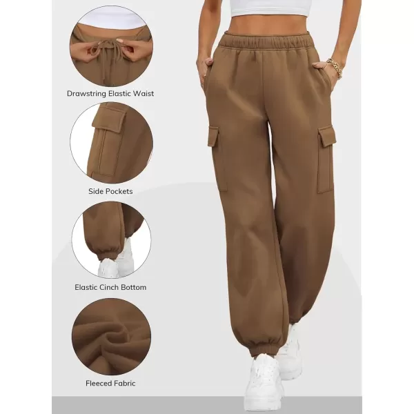 imageATHMILE Womens Cargo Sweatpants Oversized Fleece Joggers Fall Fashion Outfits Y2k Clothes 2024 with PocketsCoffee