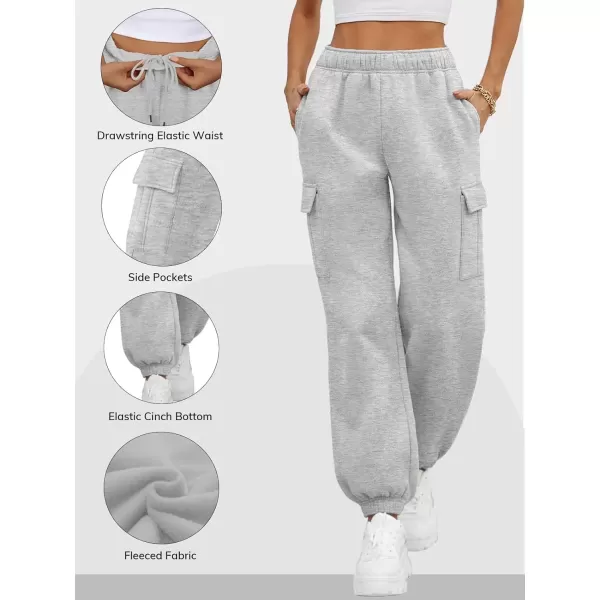 imageATHMILE Womens Cargo Sweatpants Oversized Fleece Joggers Fall Fashion Outfits Y2k Clothes 2024 with PocketsGray
