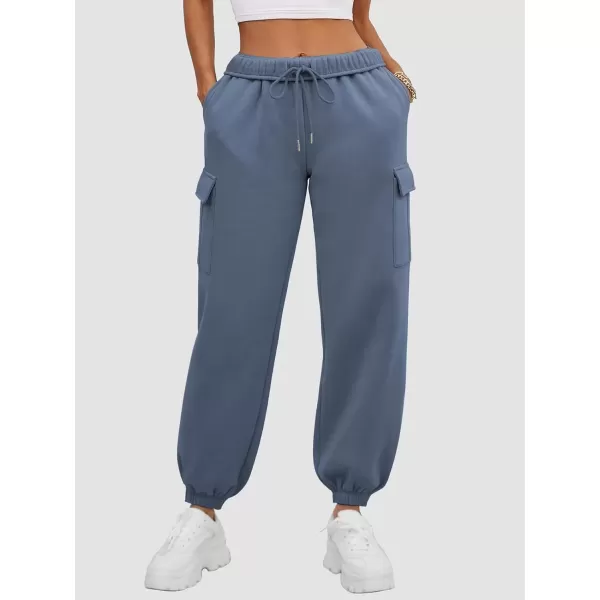 imageATHMILE Womens Cargo Sweatpants Oversized Fleece Joggers Fall Fashion Outfits Y2k Clothes 2024 with PocketsGrayblue
