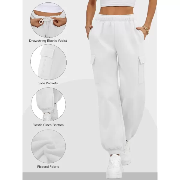 imageATHMILE Womens Cargo Sweatpants Oversized Fleece Joggers Fall Fashion Outfits Y2k Clothes 2024 with PocketsWhite