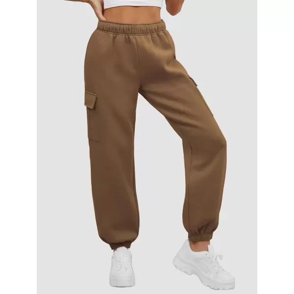 imageATHMILE Womens Cargo Sweatpants Oversized Fleece Joggers Fall Fashion Outfits Y2k Clothes 2024 with PocketsCoffee