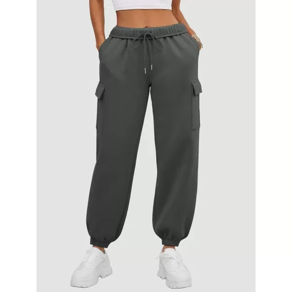 imageATHMILE Womens Cargo Sweatpants Oversized Fleece Joggers Fall Fashion Outfits Y2k Clothes 2024 with PocketsBlackgray
