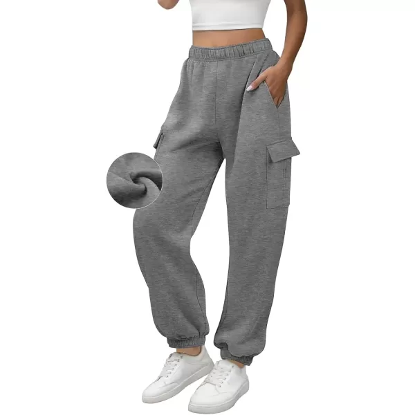 imageATHMILE Womens Cargo Sweatpants Oversized Fleece Joggers Fall Fashion Outfits Y2k Clothes 2024 with PocketsDarkgray